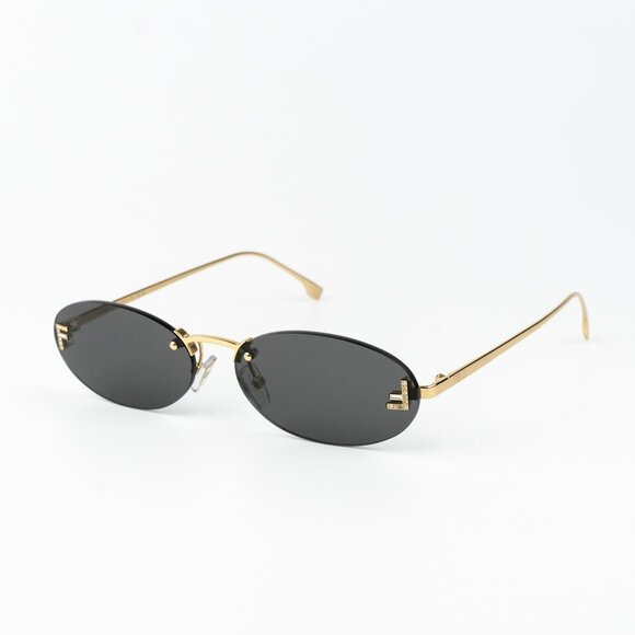 Fendi FIRST CRYSTAL Men Sunglasses Gold Oval Metal FE4075US 30A AUTHENTIC - Picture 1 of 16